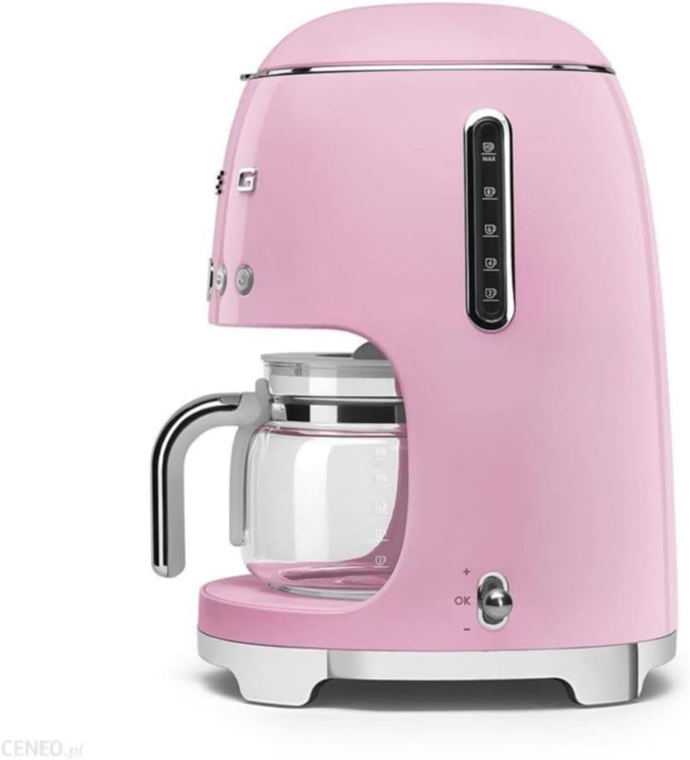 Smeg, DCF02BLMEU, Macchina da caffè con filtro, Funzione aroma e avvio automatico, Caraffa in vetro fino a 12 tazze, 2 livelli di intensità, Funzione di mantenimento del calore, 1050W, Nero opaco