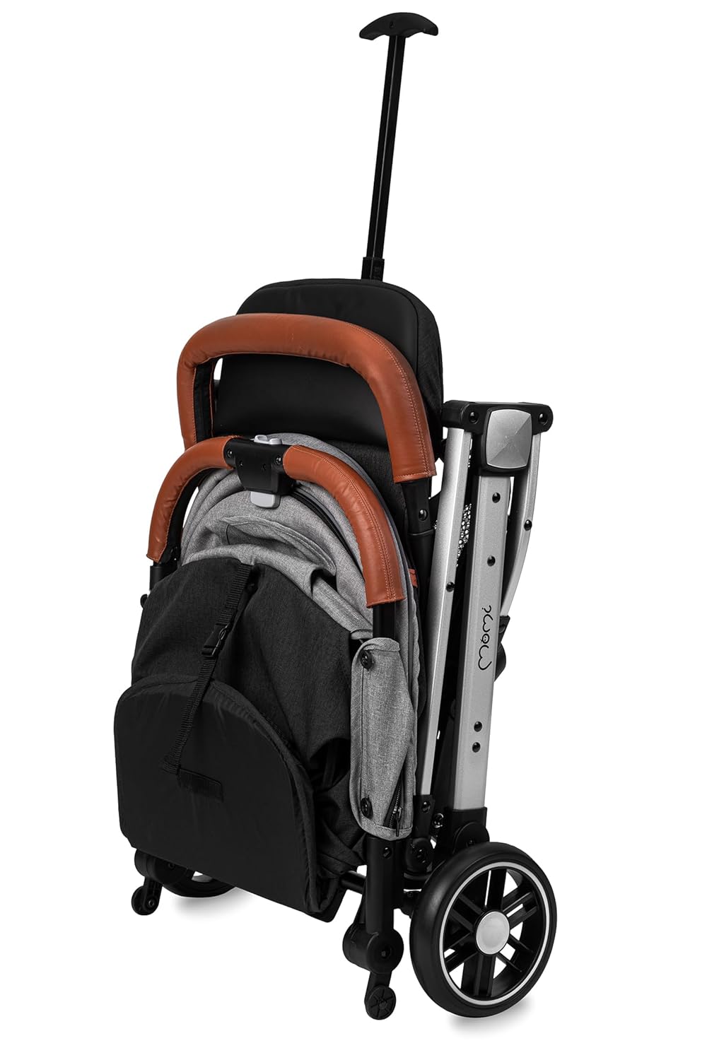 MOMI ESTELLE Kinderwagen für Kinder ab 6 Monat bis zu max körpergewicht von 15 kg, klappbar auf die Maße 65 x 51 x 21 cm, gewicht 7,5 kg, 5-Punkt-Sicherheitsgurt, koffer, grau-gold, Räder 6''/6,5''