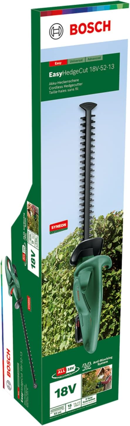 Bosch Akku Heckenschere EasyHedgeCut 18-45 (2 Akkus 2,0 Ah, 18-Volt-System, Messerlänge 45 cm, im Karton)