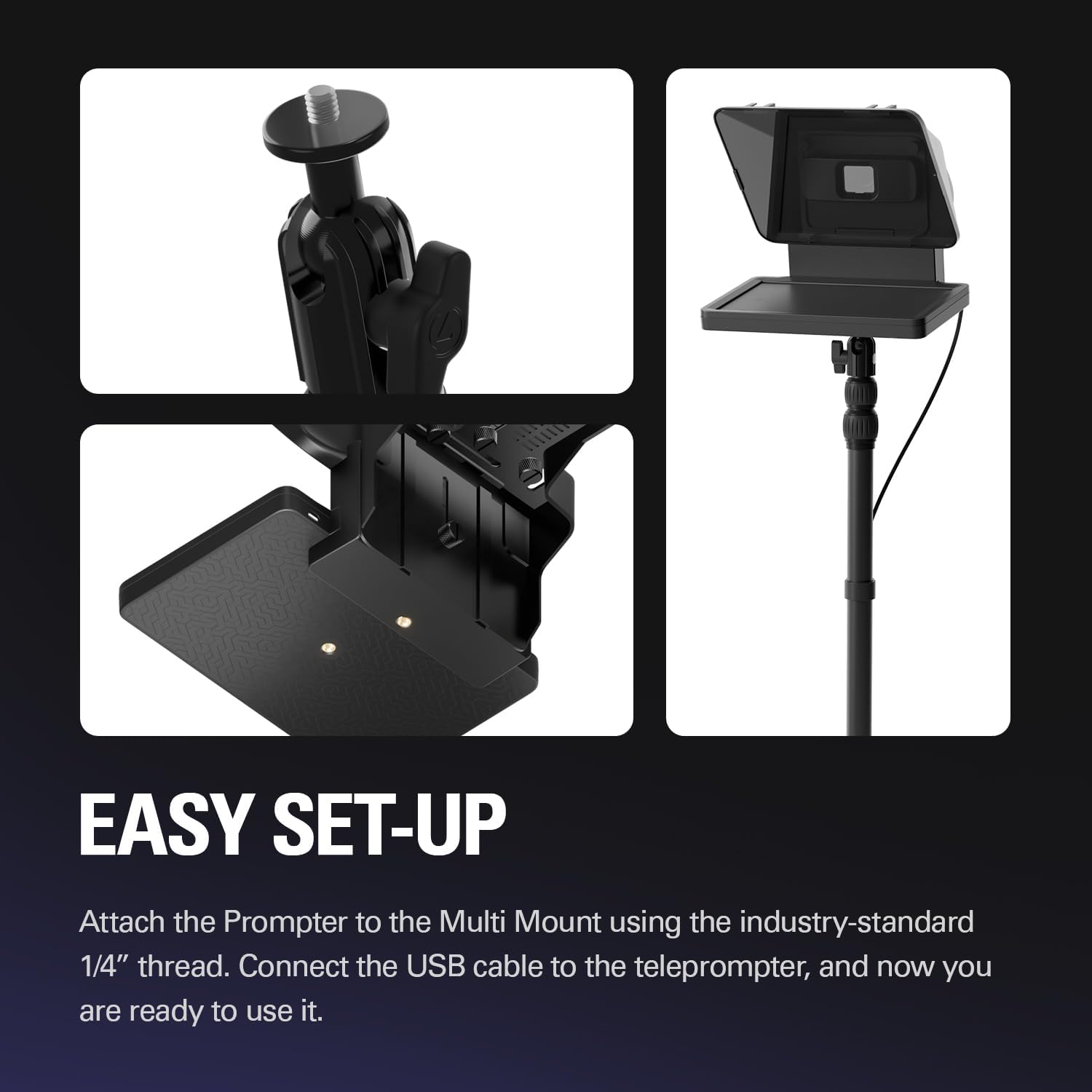 Elgato Prompter – Teleprompter mit integriertem Bildschirm für YouTube, Twitch, Zoom, Teams und mehr, unterstützt DSLR/Webcam/Smartphone, Drag&Drop-Monitoranzeige, funktioniert mit Mac/PC&Stream Deck