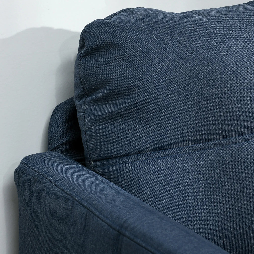 HOMCOM Divano a 2 Posti con Effetto Lino e Gambe in Acciaio, Blu Scuro