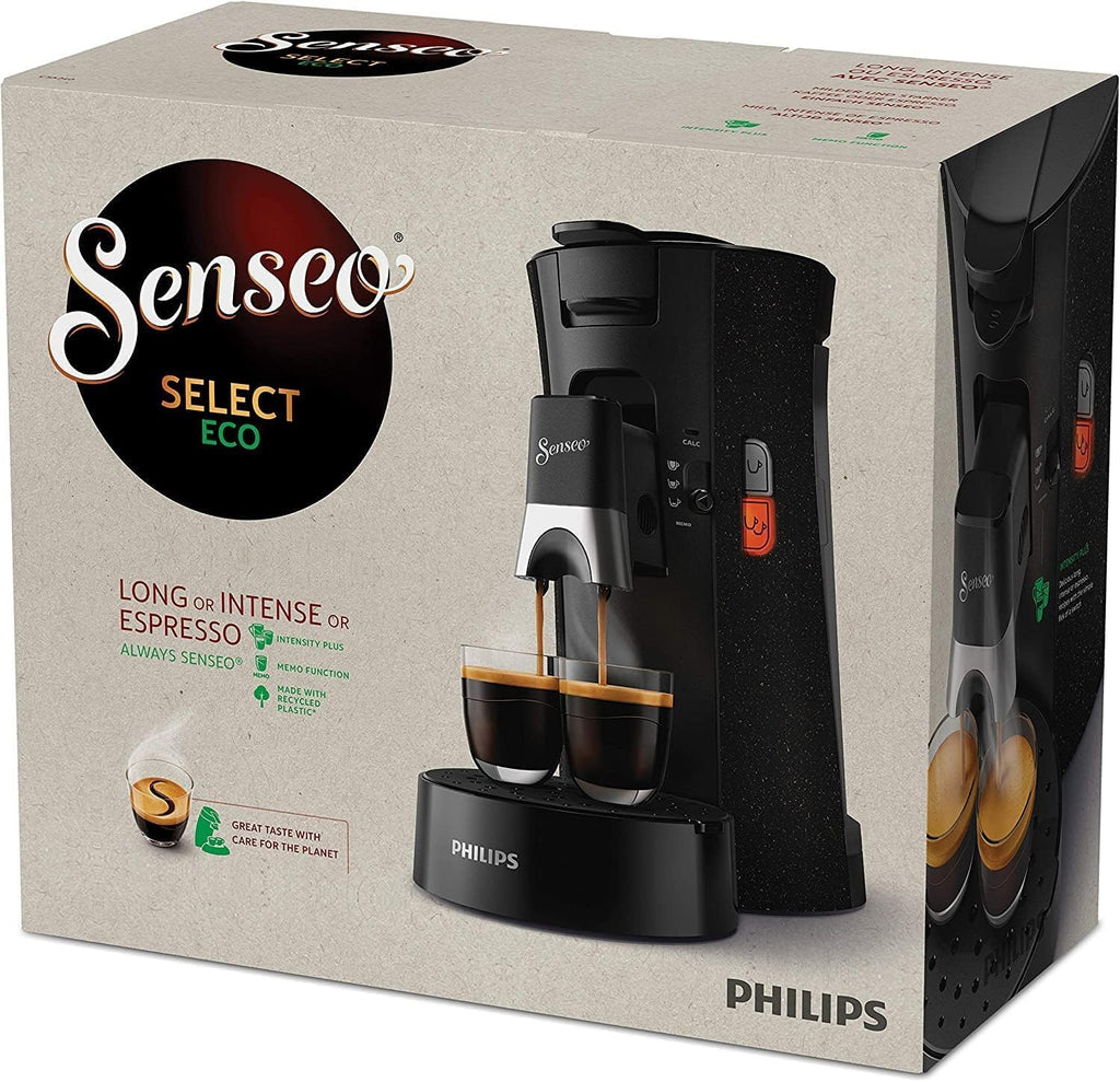 Philips Senseo Select CSA240/20 Macchina da caffè a cialde (selezione intensità Plus, funzione Memo, in plastica riciclata), Nero Eco