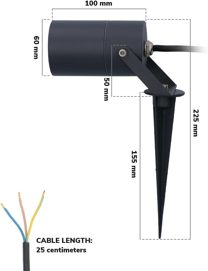 HOFTRONIC - 9er Spikey LED Strahler mit Erdspieß 5 Watt 400lm 2700K Schwarz IP65 wasserdicht Außenlampe für die Beleuchtung von Garten, Terrasse, Pflanzen, Wegen, Teich Außen-Strahler Gartenstrahler