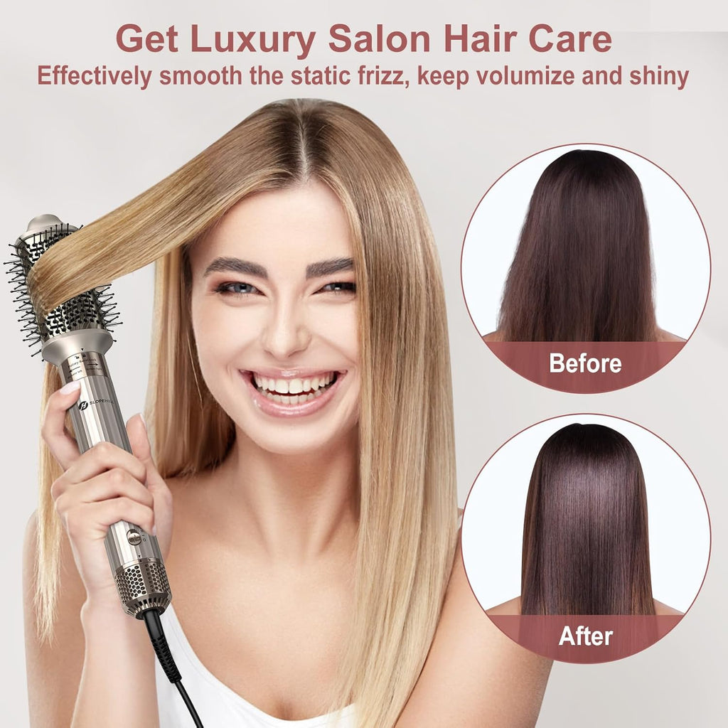 Slopehill Airstyler 5 IN 1, Asciugacapelli Ionico ad Alta Velocità da 110.000 Giri/min per Asciugatura Rapida, Multi-Haarstyler con Arricciacapelli Automatico ad Aria, Spazzola Lisciante e Spazzola Volumizzante (Nero)
