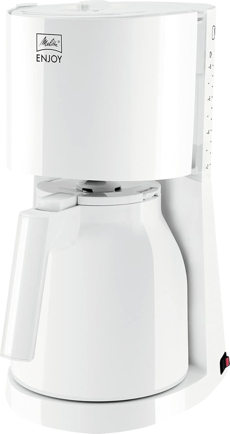 Melitta Enjoy - Macchina da caffè con filtro - con caraffa termica - sistema antigoccia - 8 tazze - bianco (1017-05)