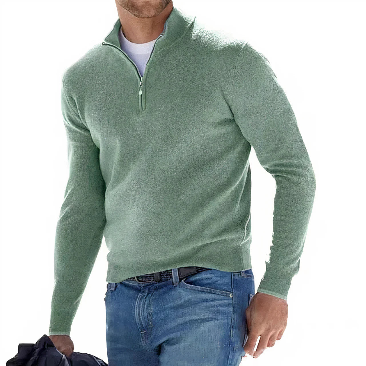 Lozenda - Pullover con scollo a V e cerniera