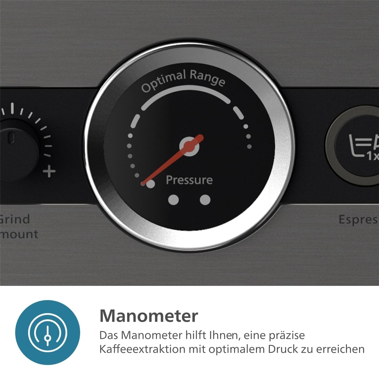 Philips Barista Brew Macchina da caffè espresso semiautomatica - Tasto Espresso singolo e doppio + Americano, Contenitore per chicchi da 250 g, Guida intuitiva, Pressatura calibrata, Argento metallizzato (PSA3218/01)