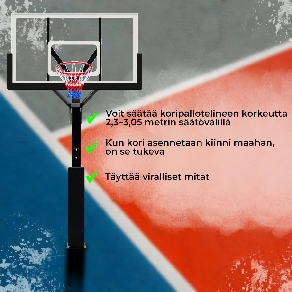 Prosport Basketballkorb für den Boden Pro 2.3 - 3.05m
