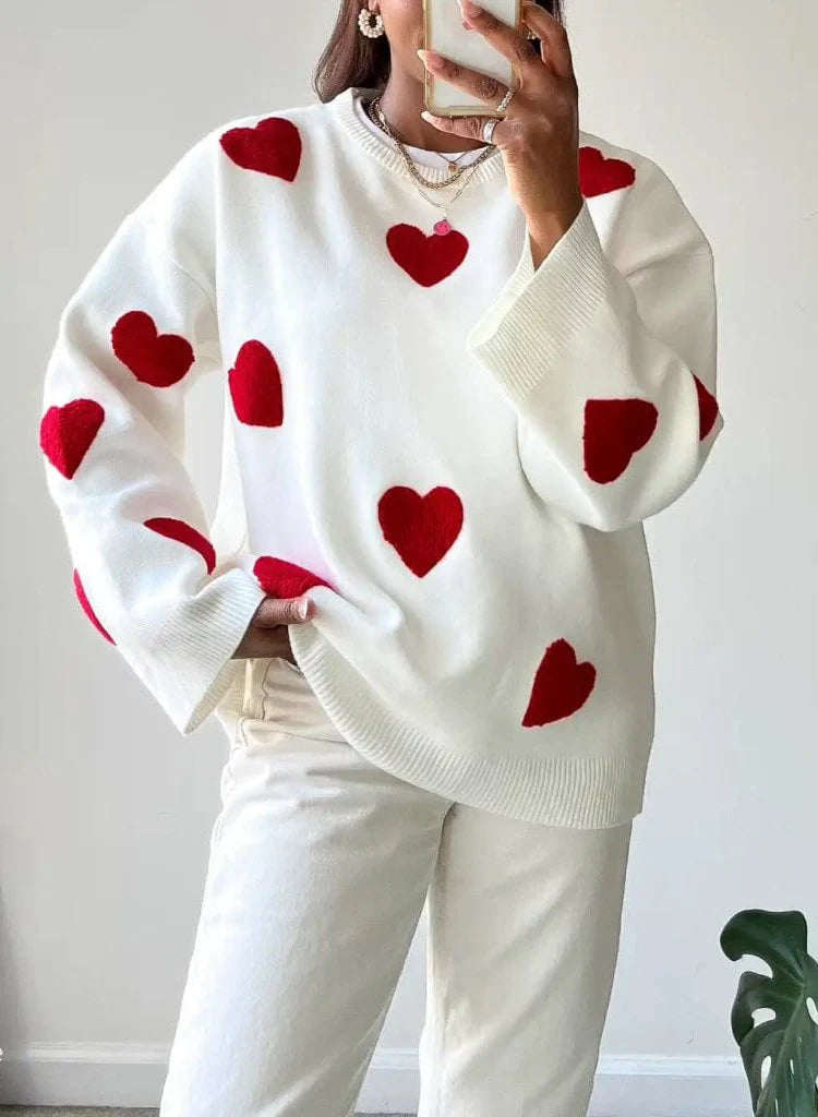 Maglione da donna con motivo a cuore