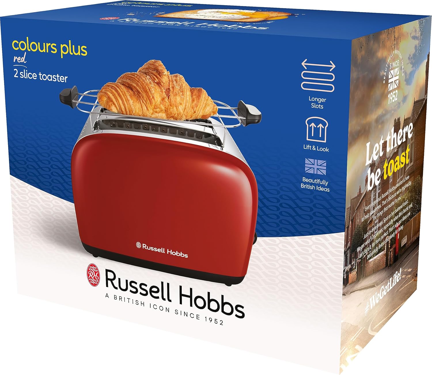 Russell Hobbs Set Colazione Colours+ Rosso: Macchina da caffè [Timer digitale, Doccetta per estrazione e aroma ottimali] 24031-56 + Bollitore [1,7l, 2400W] 20412-70 + Tostapane [per 2 fette] 26554-56