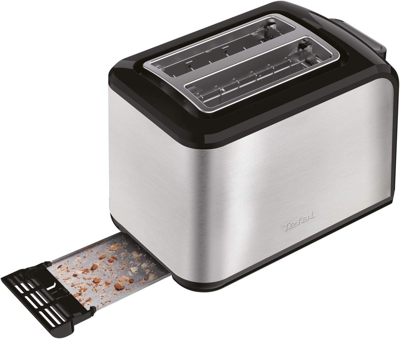 Tefal Express TT410D 2-Scheiben-Toaster, Schwarz, Edelstahl, 2 Scheiben, 850 W, 160 mm & Ultracompact Sandwichmaker SM1552 | für dreieckige Sandwichtoasts | 700W | 26.5 x 12 x 26 cm, Edelstahl/Schwarz