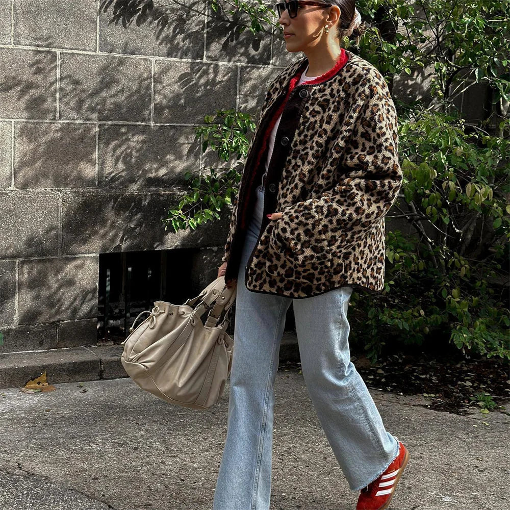 Giacca con stampa leopardata da donna