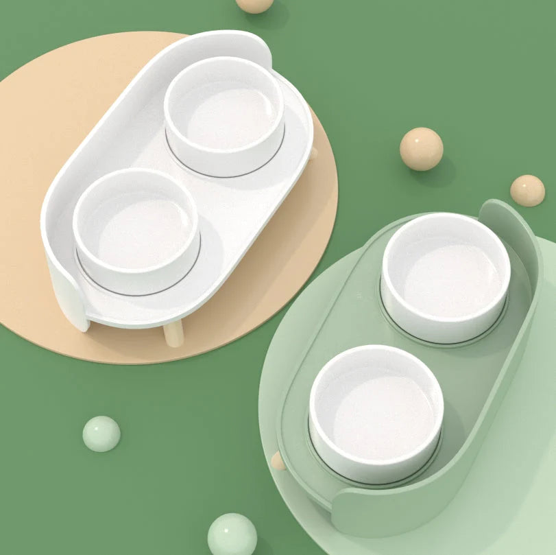 Elegante Doppel-Futterschale aus Bone China für Haustiere – Stilvoll und Funktional