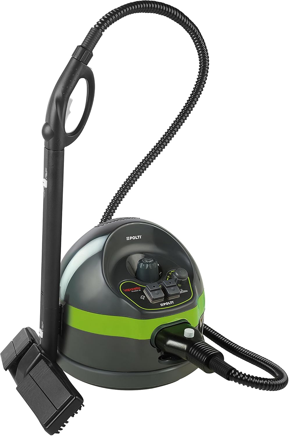 POLTI PTEU0259 Pulitore a vapore Classic 65 con tappo di sicurezza, capacità 1,3 L, pressione massima 4 bar, getto di vapore fino a 110 g/min, tempo di riscaldamento 9 minuti, indicatore luminoso pronto vapore, caldaia in alluminio Extra Alp, diametro