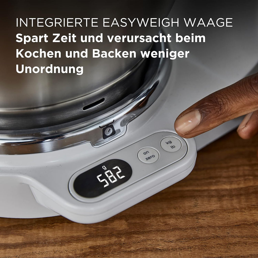 Kenwood Titanium Chef Baker KVL85.424SI Robot da cucina con bilancia integrata, incl. set pasticceria da 4 pezzi, ciotole da 7 L e 5 L, regolazione continua della velocità, 1200 W, Argento