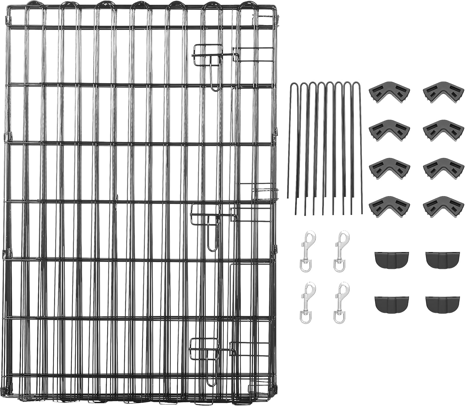 Amazon Basics - Achteckig, Laufgehege für Hunde und andere Haustiere, faltbar, Metall, mit Tür,122 cm, Schwarz