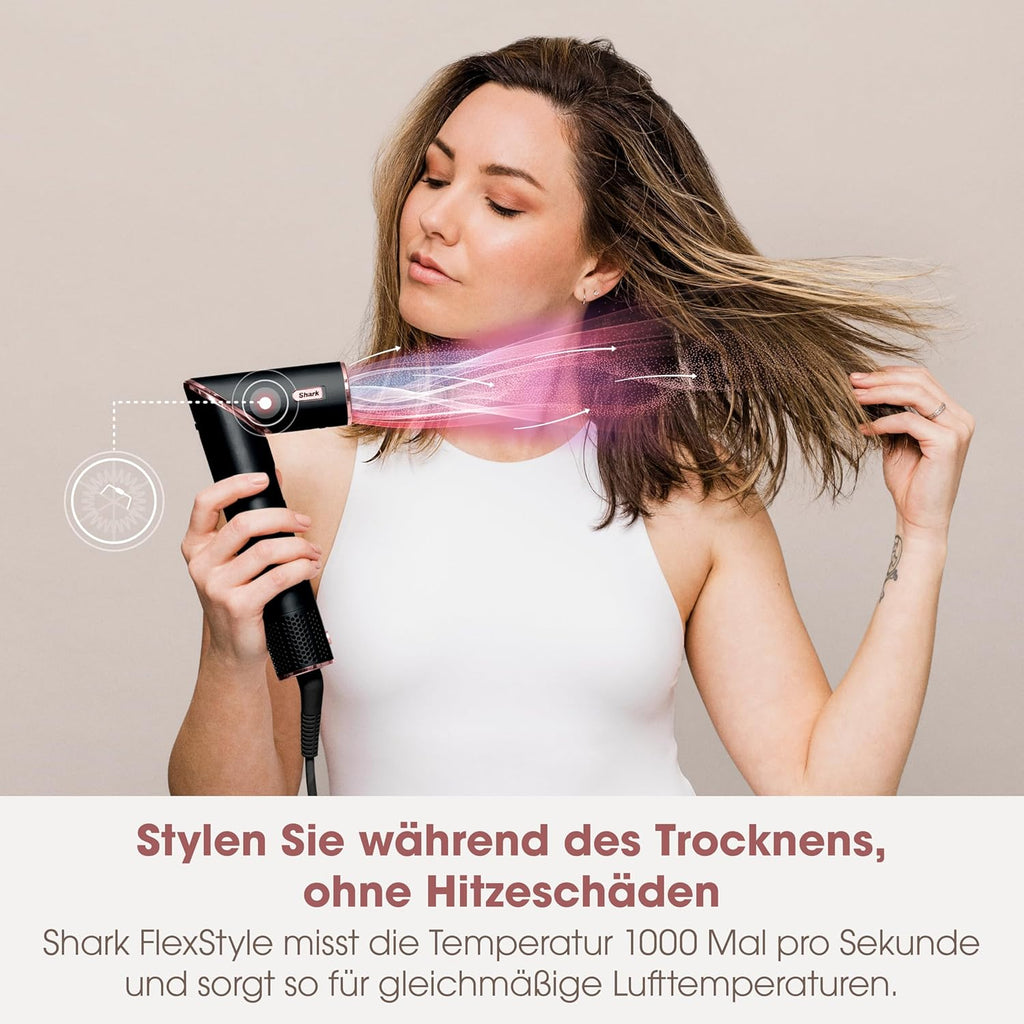 Shark FlexStyle Asciugacapelli e Styler con arricciacapelli automatico, nessun danno da calore estremo, più morbidezza e lucentezza