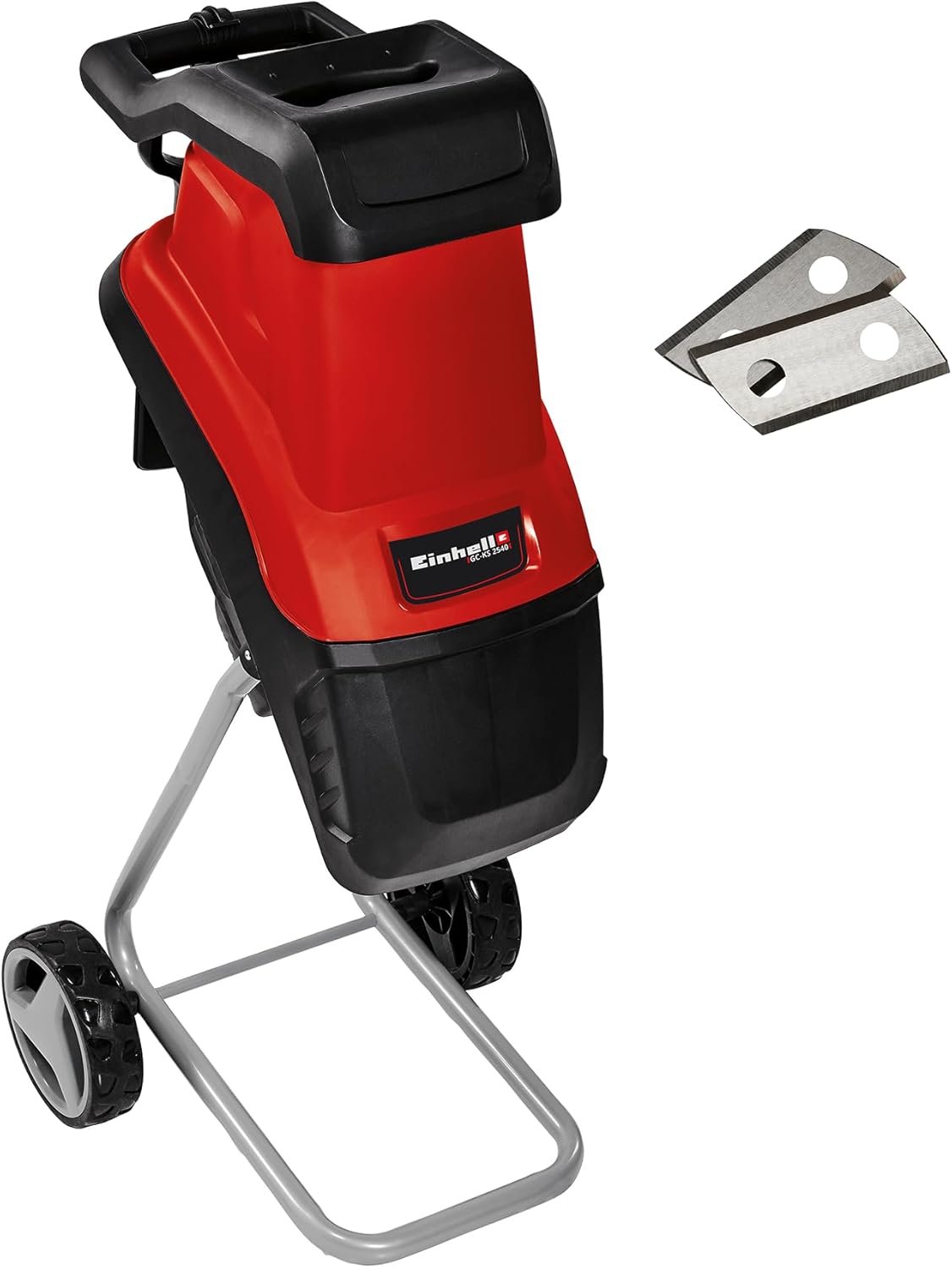 Trituratore elettrico Einhell GC-KS 2540 (2 lame reversibili in acciaio speciale, grande apertura per imbuto, interruttore di protezione motore, sacco di raccolta, maniglia di trasporto inclusa di pestello, 2 lame di ricambio)