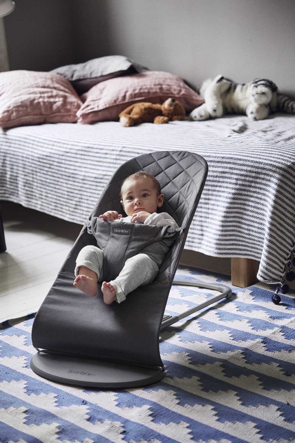 BabyBjörn Sdraietta Bliss, Tessuto trapuntato a petalo, Grigio Sabbia