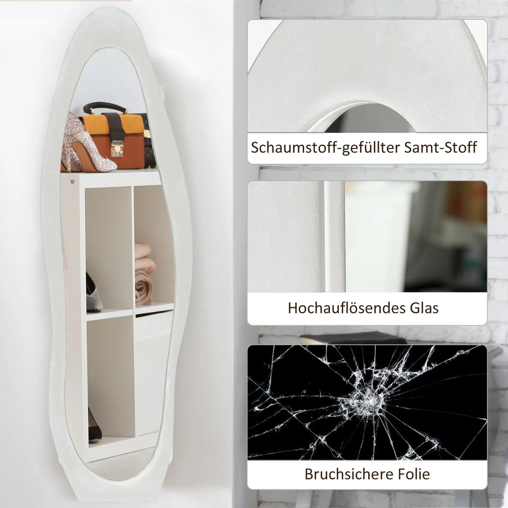HOMCOM Standspiegel Ganzkörperspiegel wellenförmig splitterfest Weiß