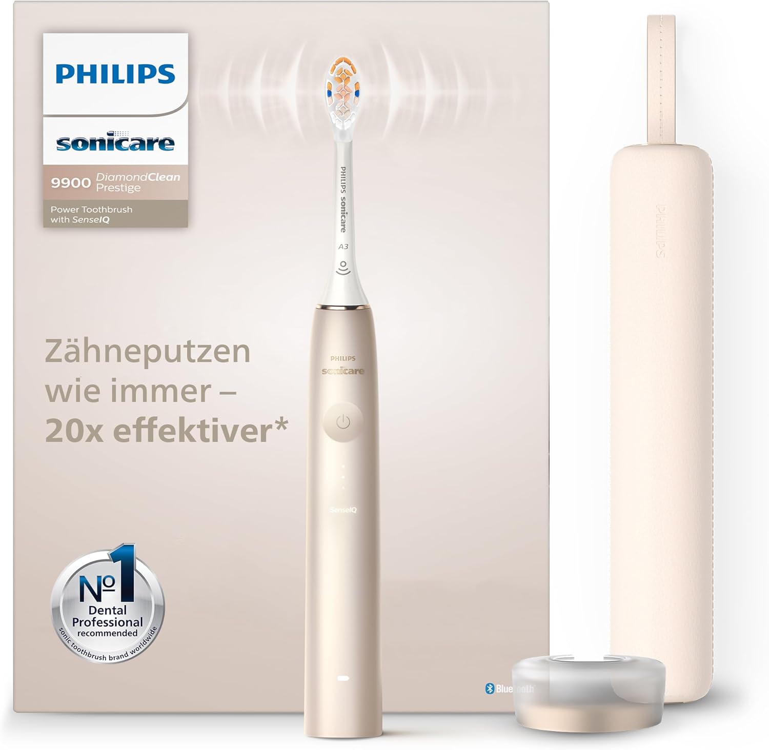 Philips Sonicare DiamondClean Prestige 9900 – Spazzolino elettrico con SenseIQ, testina all-in-one A3 Premium e custodia di ricarica, blu notte (Modello HX9992/12)