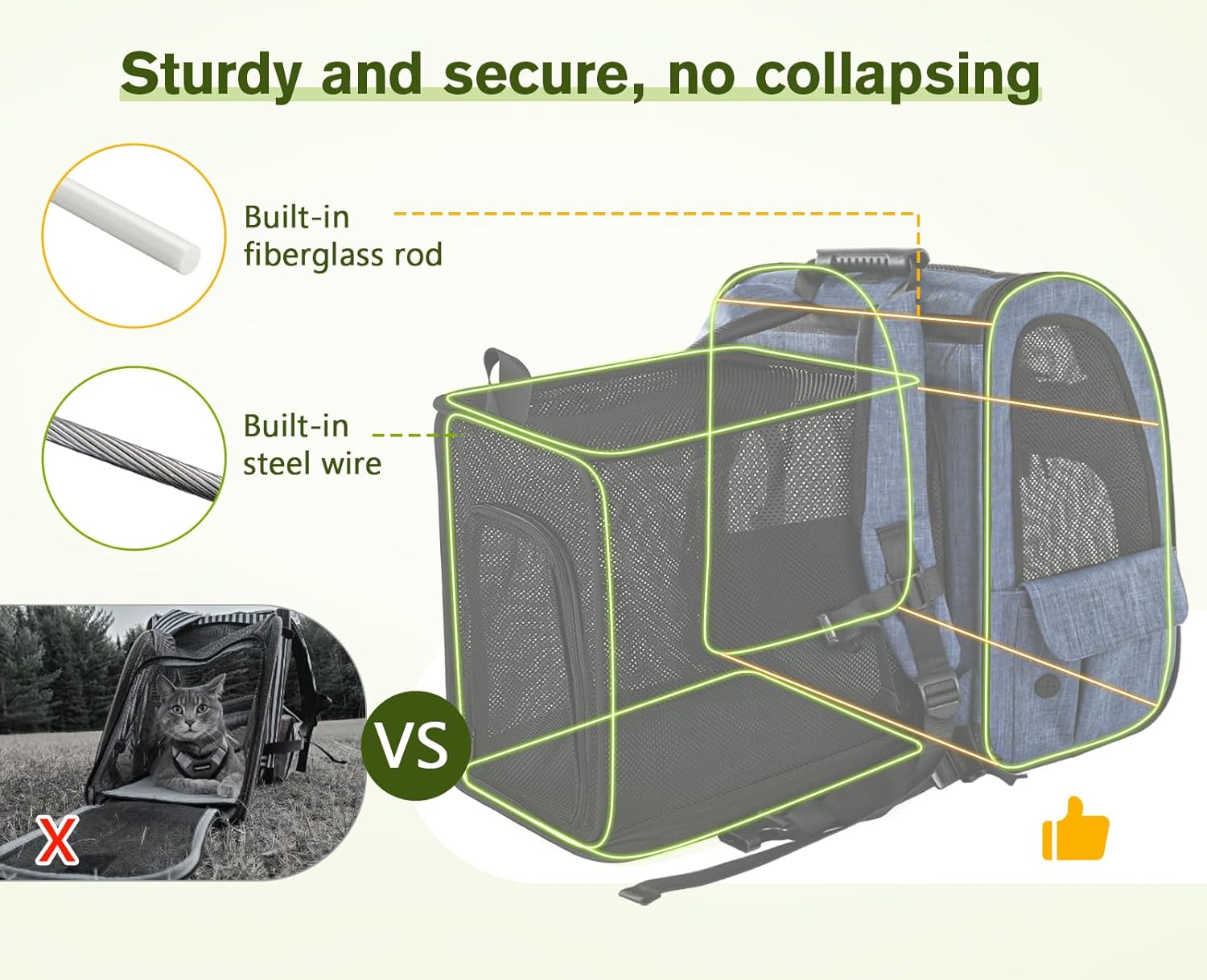 pecute Hunderucksack Erweiterbar, Faltbar Katzenrucksack Katzen mit Anti-offener Reiverschluss, Rucksack Hund mit Netz Fenster Grau XL, für Hunde Katzen Haustiere (40 * 33 * 49cm)