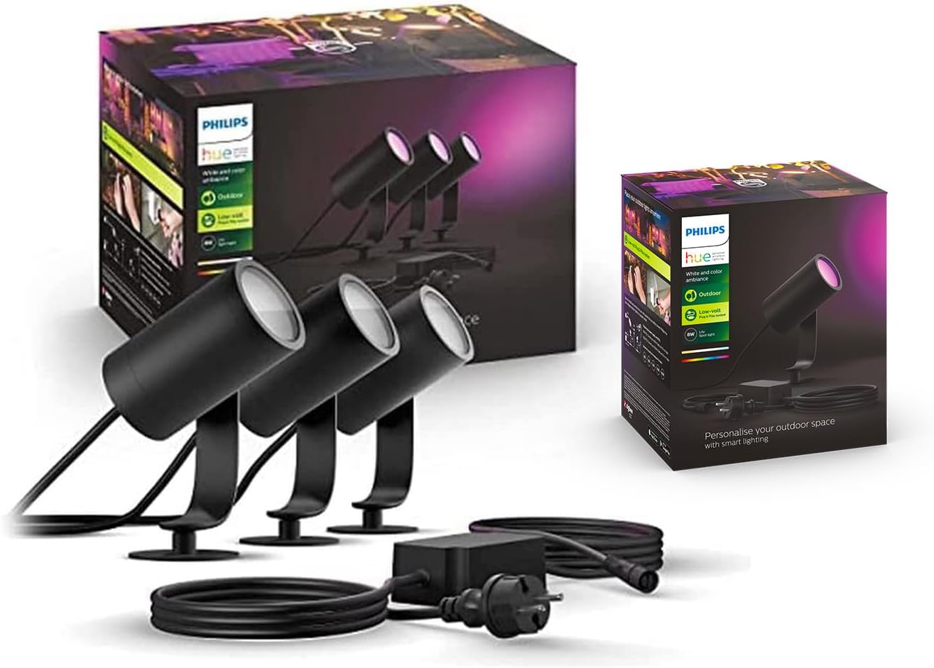 Philips Hue White & Color Ambiance Lily Gartenspot [solo estensione], richiede Hue Bridge + kit base (venduti separatamente), compatibile con Alexa, Google Assistant e Apple Homekit