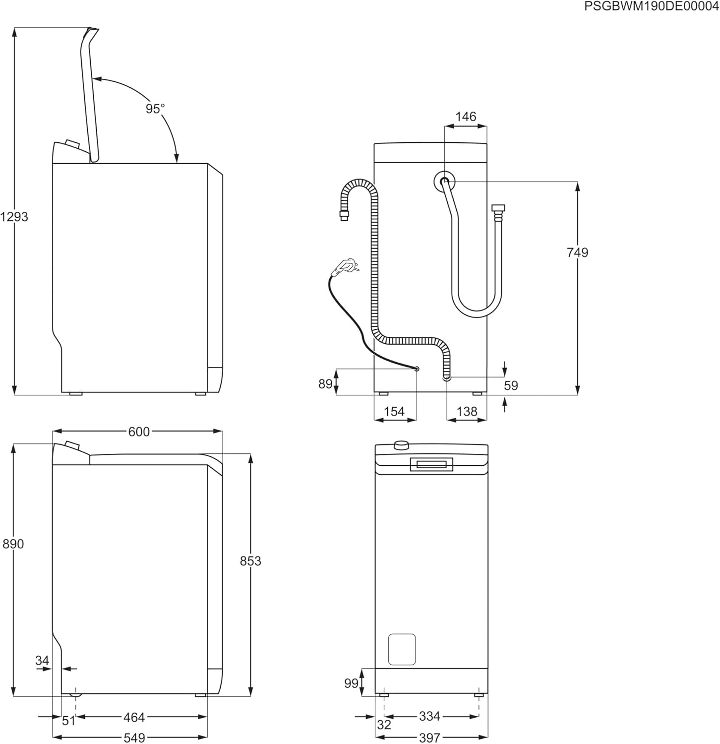AEG LTR7A71370 Lavatrice Carica dall'alto / Serie 7000 con ProSteam / ProSteam - Funzione Refresh / 7,0 kg / Silenziosa / Controllo automatico del carico / Funzione Aggiungi indumento / Stop Acqua / 1300 giri/min