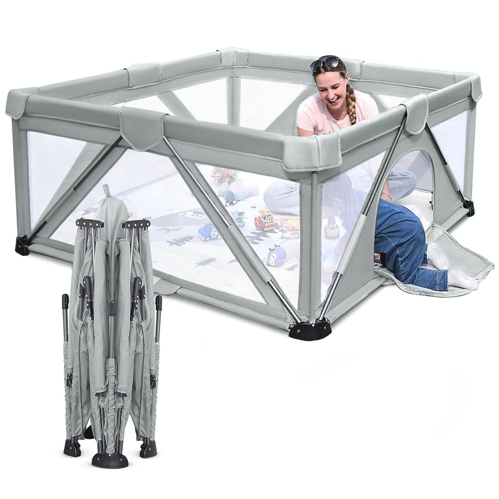 Box per bambini pieghevole, Heyo.Ja box grande, box per neonati e bambini piccoli, recinzione per il gioco per neonati e bambini piccoli con porta, box portatile per interni ed esterni (150 x 180 x 68 cm)