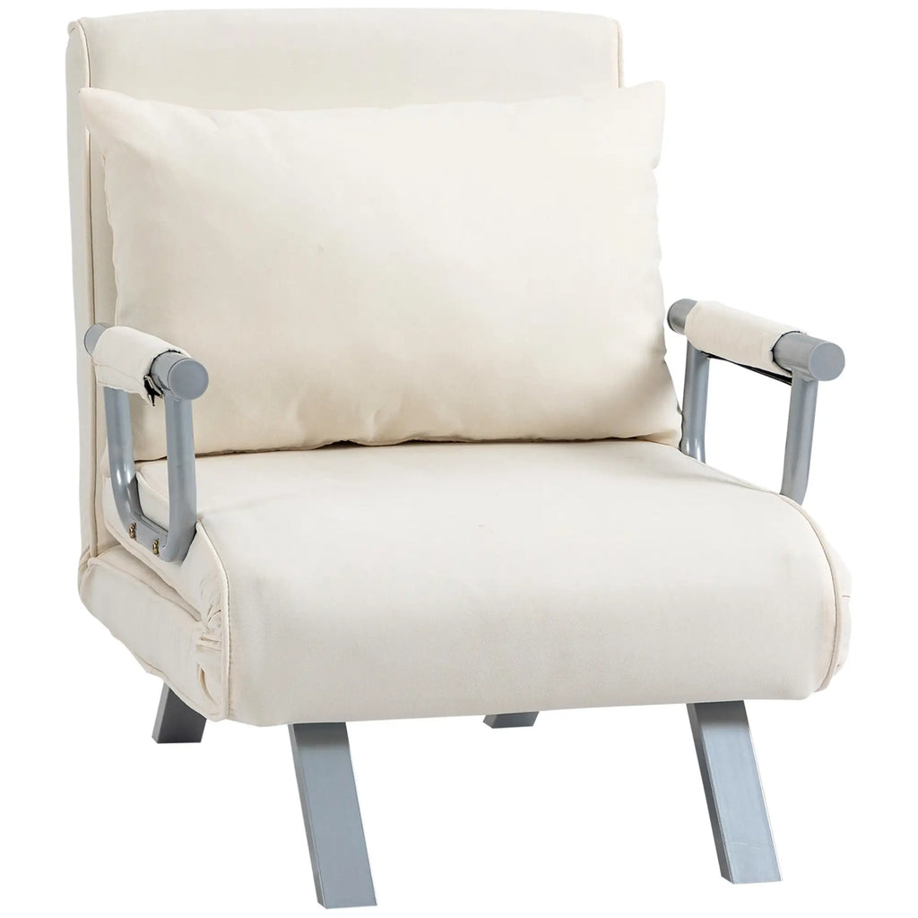 HOMCOM Schlafsessel Schlafsofa 5-fach verstellbar cremeweiß