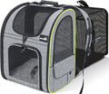 pecute Haustier Rucksack mit Netzfenster, Tragbare und Faltbare Katzentasche, Atmungsaktive und Leichte Hundetasche, Wasserdichtes Oxford-Tuch mit Viel Platz, Multifunktionales Rutschfestes Grau XL