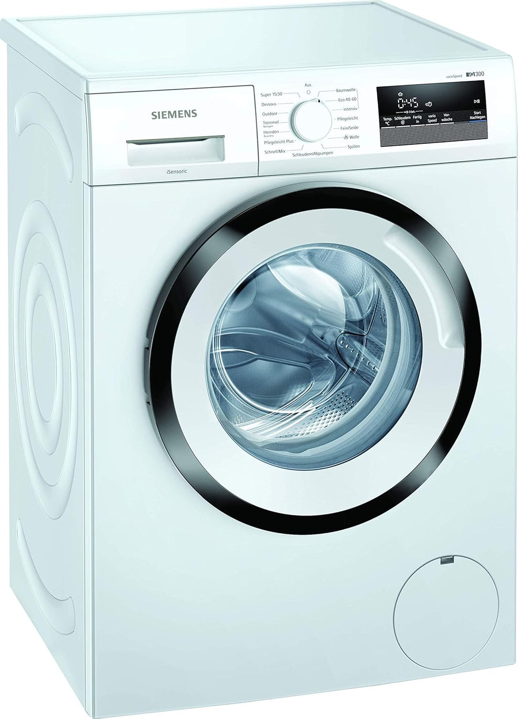 Siemens WM14N122 iQ300 Lavatrice / 7kg / D / 1400 giri/min / Programma Outdoor / Funzione varioSpeed / Funzione aggiungi bucato, Bianco/Nero