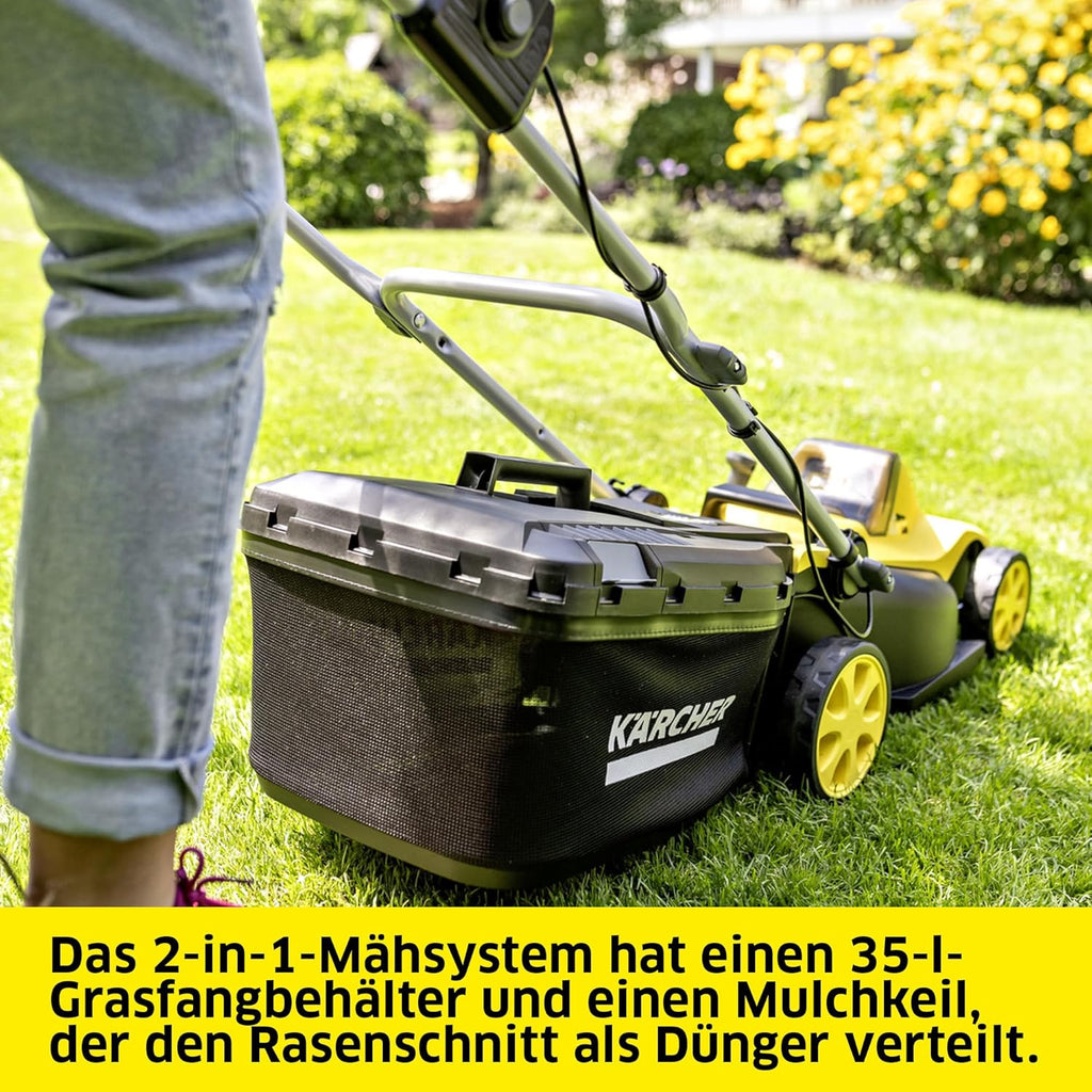 Kärcher Akku-Rasenmäher LMO 2-18, Grasfangbehältervolumen 30 l, 5 stufige Schnitthöhenverstellung 3.500 U/min, ohne Akku und Ladegerät, gelb