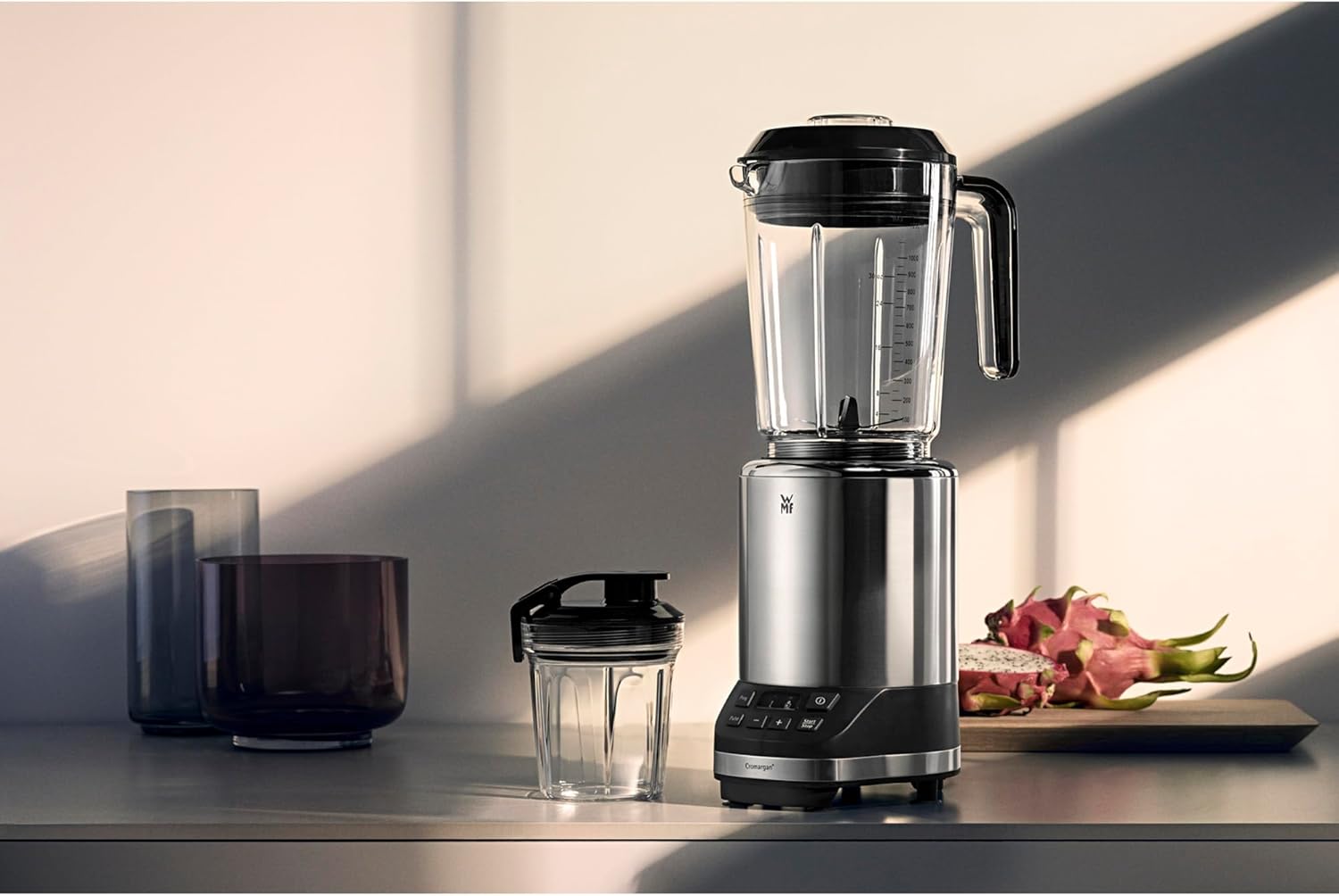 WMF Kult Pro Frullatore Multifunzione, 30.000 giri/min, Frullatore per Smoothie, Funzione Ice-Crush, 4 Contenitori Inclusi Tappo To-Go