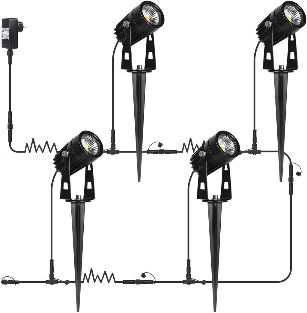 AIMHEIM 12er-Set Gartenstrahler LED Warmweiß, 3W Gartenleuchte Garten Beleuchtung mit Stecker, Schwenkbar Außen-Strahler Aussenbeleuchtung Erdspieß IP65 Wasserdicht für Baum, Pflanzen, Teich