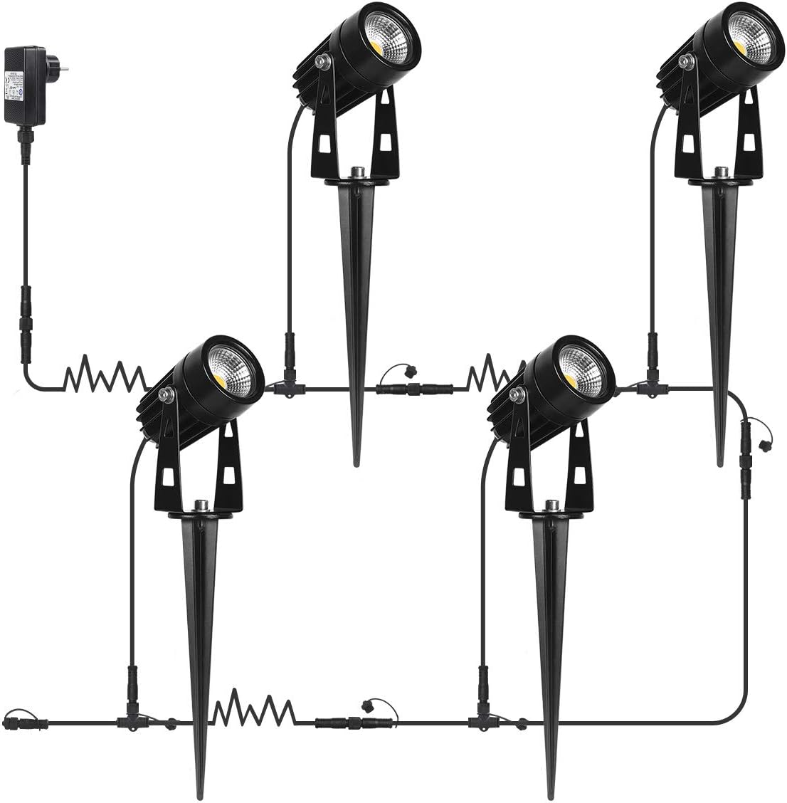AIMHEIM 12er-Set Gartenstrahler LED Warmweiß, 3W Gartenleuchte Garten Beleuchtung mit Stecker, Schwenkbar Außen-Strahler Aussenbeleuchtung Erdspieß IP65 Wasserdicht für Baum, Pflanzen, Teich