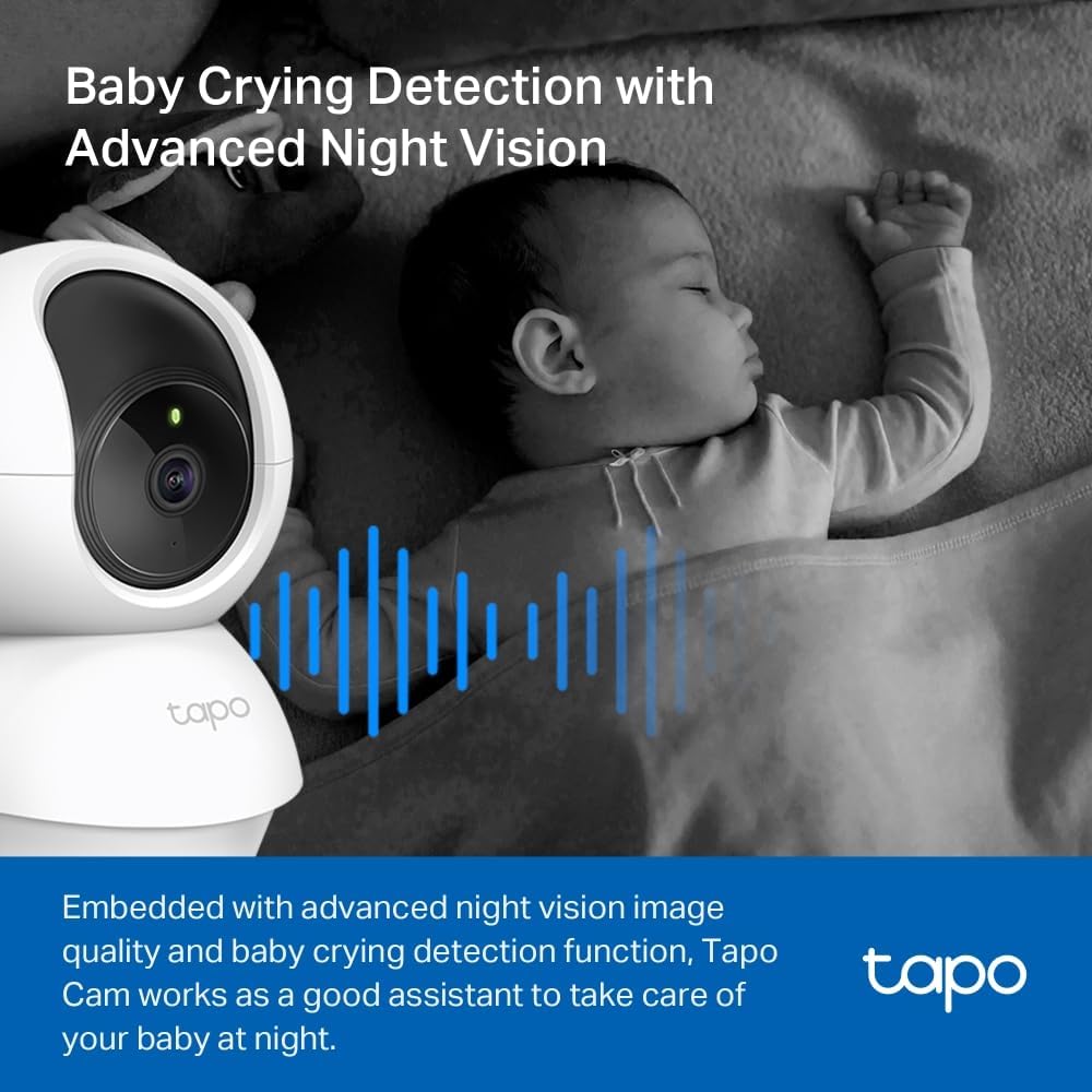 Tapo TP-Link C200P2 360° berwachungskamera für den Innenbereich, 1080P, Nachtsicht, Bewegungserkennung, Zwei-Wege-Audio, kompatibel mit Alexa&Google Assistant, für Babys/Haustiere, 2 stück C200