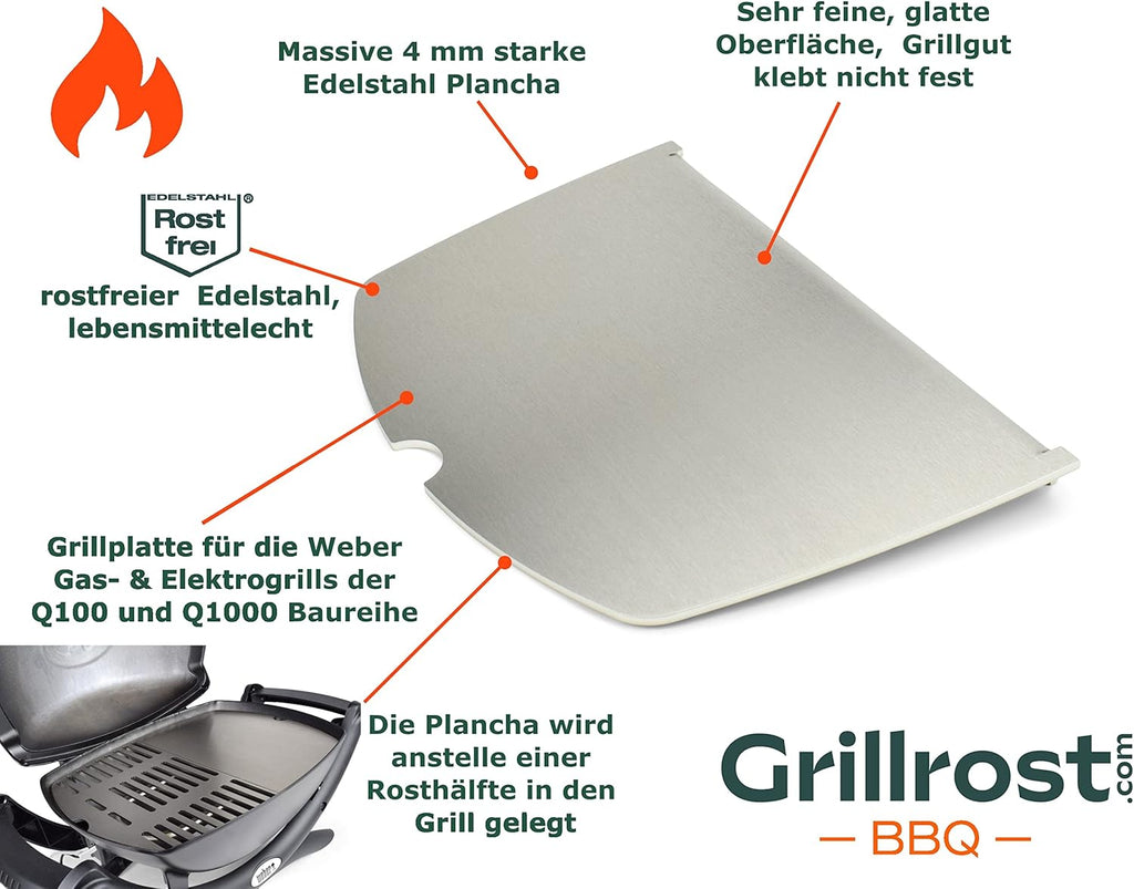 Griglie in acciaio inox per Weber Q300/3000 | lavabili in lavastoviglie - set da 2 pezzi
