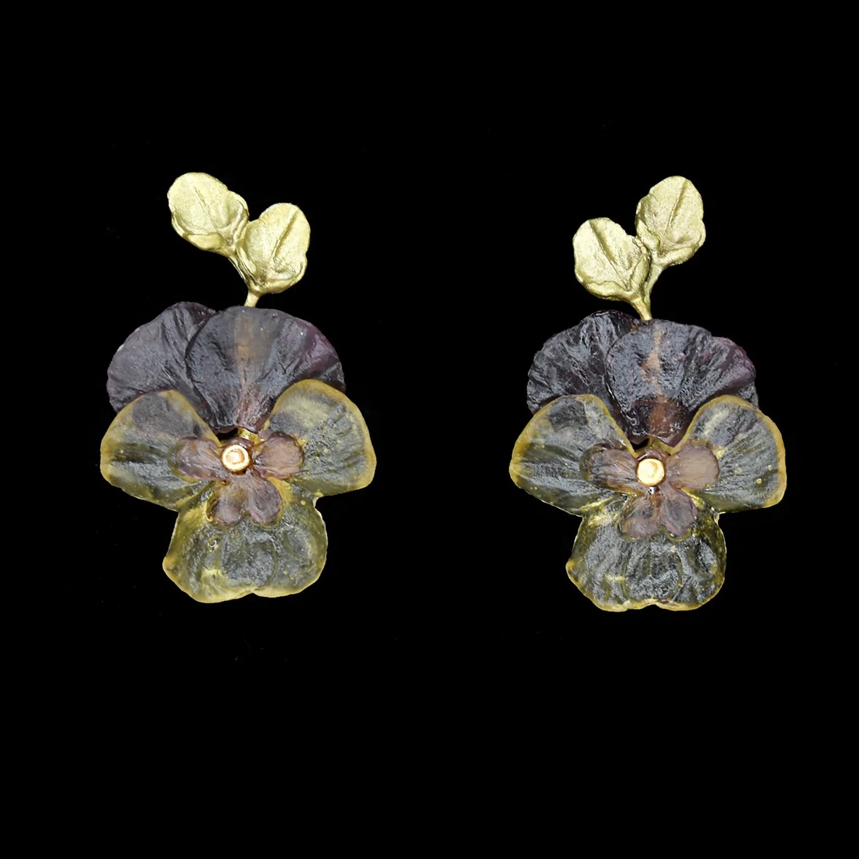 Orecchini a perno con pansé - Grandi fiori