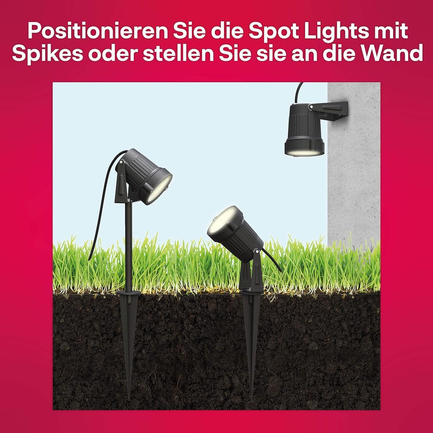 innr Smart Gartenstrahler, Zigbee, Funktioniert mit Hue* und Alexa (Bridge erforderlich), White & Color, LED Strahler, Spotlicht außen, Außenlampe, IP67 wasserdicht, Komplettset (3-Pack)