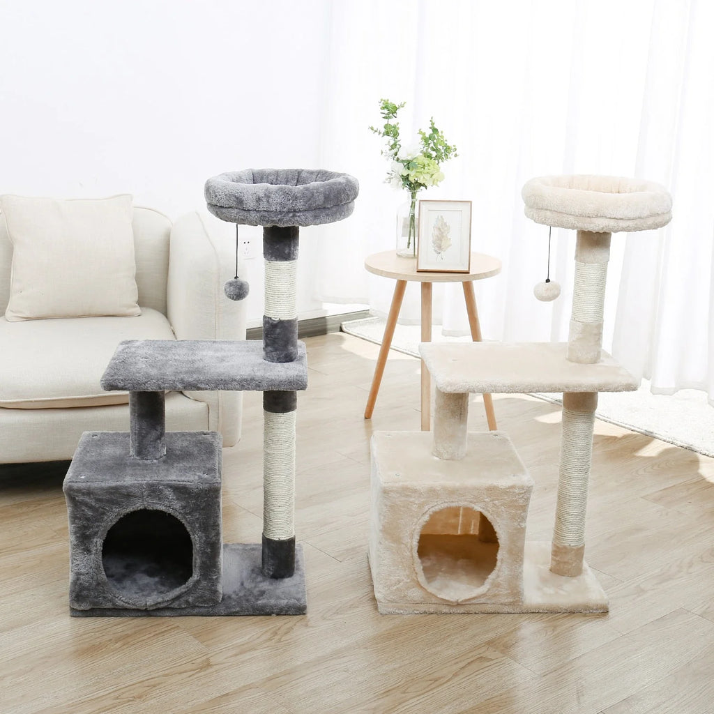 PERCHO Kratzbaum – Mehrstckiger Katzenbaum mit Spielplattform und Kuschelhhle