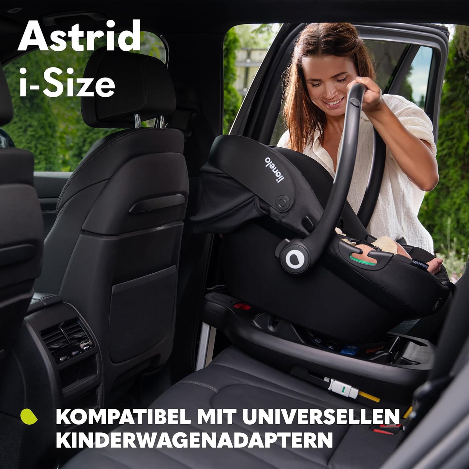 LIONELO ASTRID i-Size SET Seggiolino Auto con Base 40-87 cm Ovetto ISOFIX, Cinture a 3 Punti, Protezione Laterale, Riduttore Dri-Seat, i-Size R129