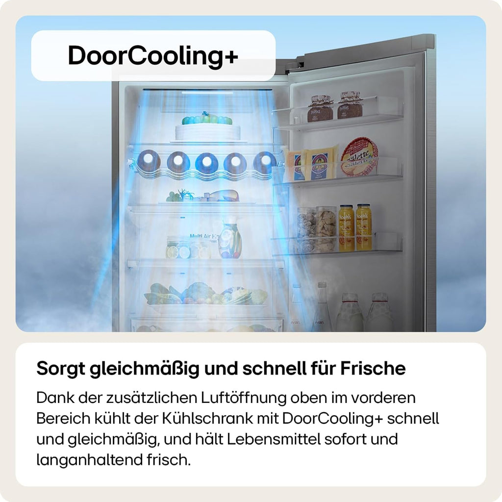 LG GSGV81PYLL Frigorifero Side by Side, Classe E, 635 L, Instaview, Frigorifero con congelatore, Dispenser ghiaccio, ghiaccio tritato, acqua, Total NoFrost, Smart Inverter Compressor, Wi-Fi