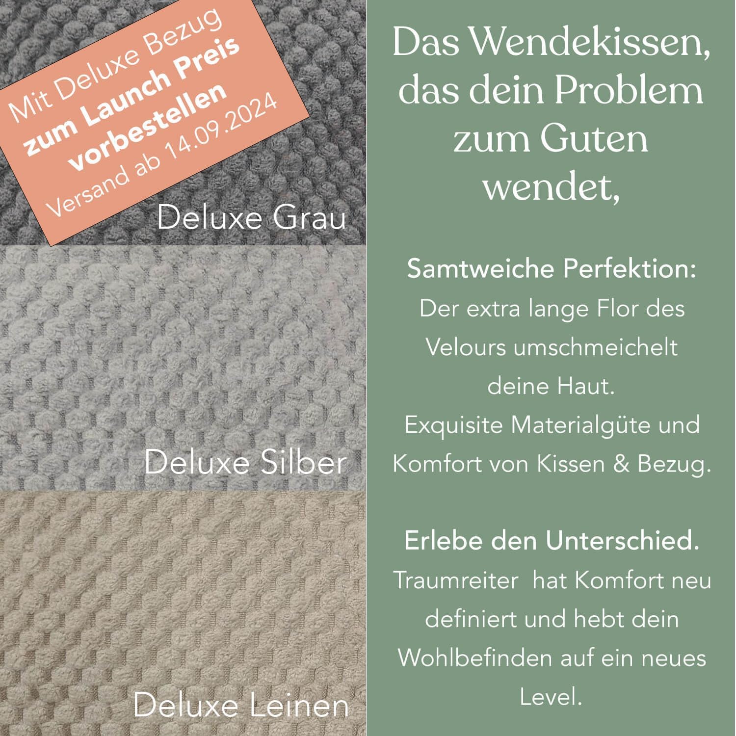 Traumreiter Visco XXL Seitenschläferkissen mit Bezug Baumwolle Graphit Grau, Hybrid Kissen + 1cm Memory Foam, U förmiges Schwangerschaftskissen Gel Body Pillow Komfortkissen Ergonomie Zertifiziert