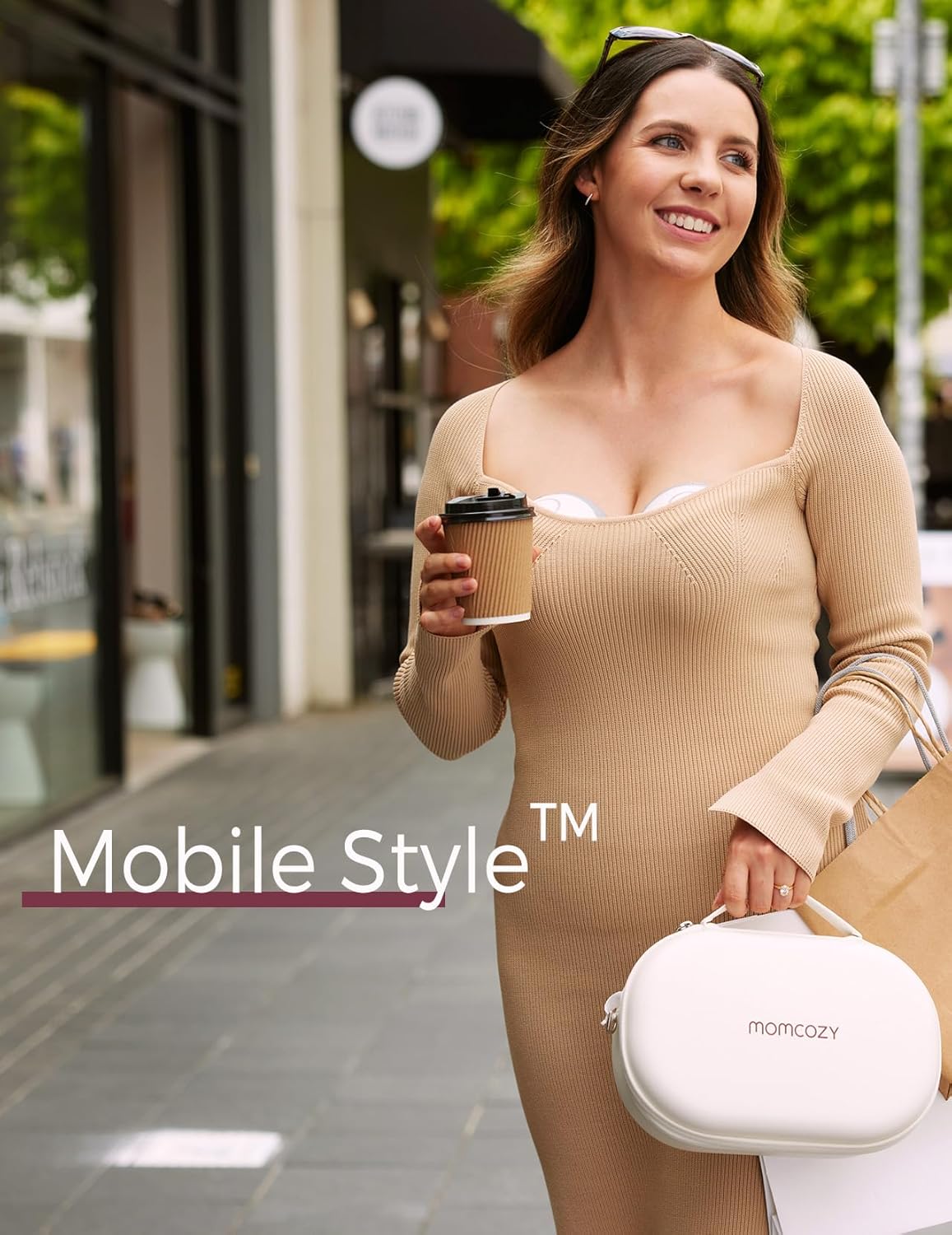 Momcozy Milchpumpe Mobile Style| M6, Tragbare Stillpumpe, Idealer Rhythmus für mehr Milch, DoubleFit-Flansch, mehr Passform und Diskretion mit 3 Modi und 9 Stufen - 24 mm (2, Grau)