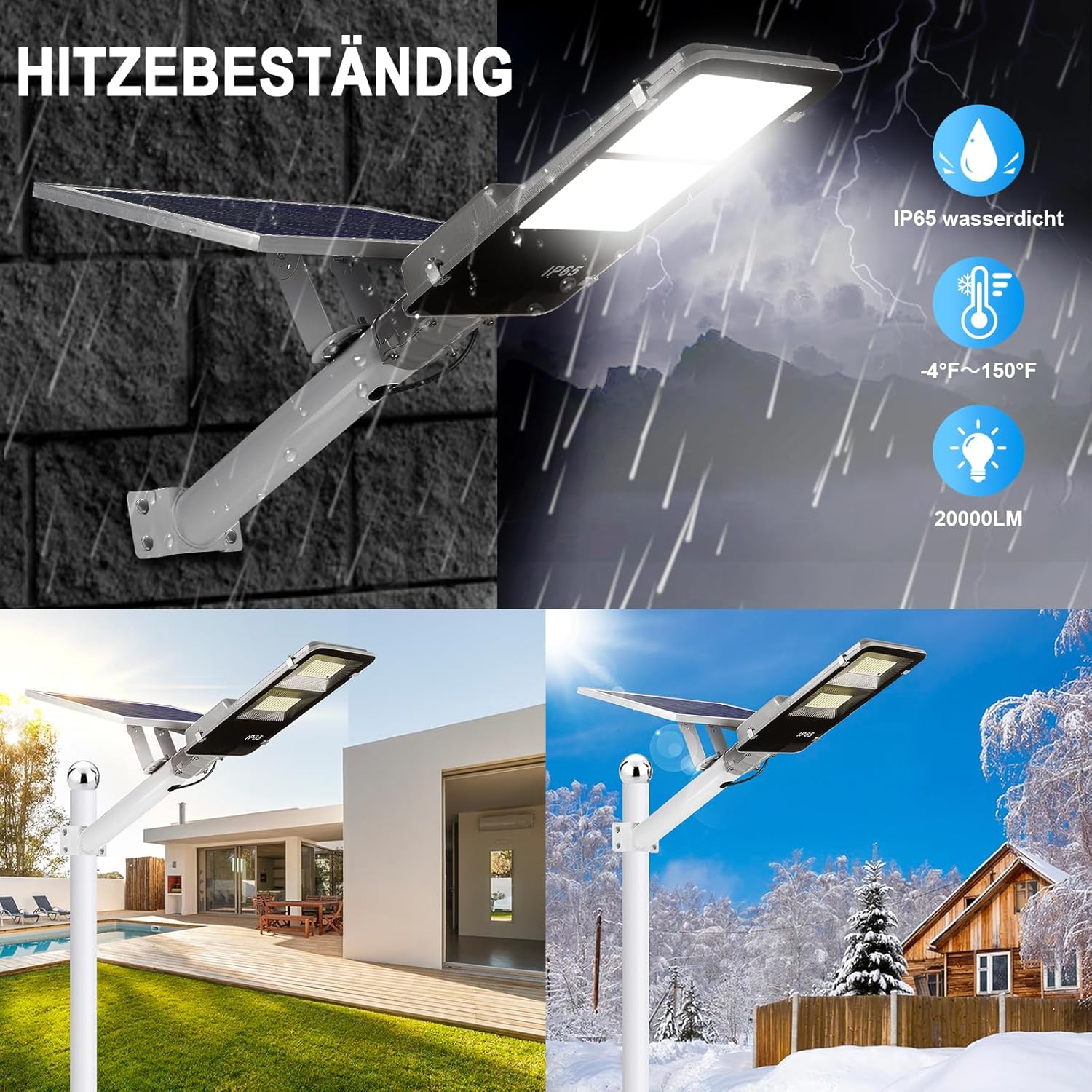 BTTO Solarlampen für Außen mit Fernbedienung,6500K Solar LED Strahler mit 180° Beleuchtungsbereich,IP65 Wasserdichte Dimmbare Solarleuchten Gärten,Wegeleuchten Outdoor für Wand Straße Garage