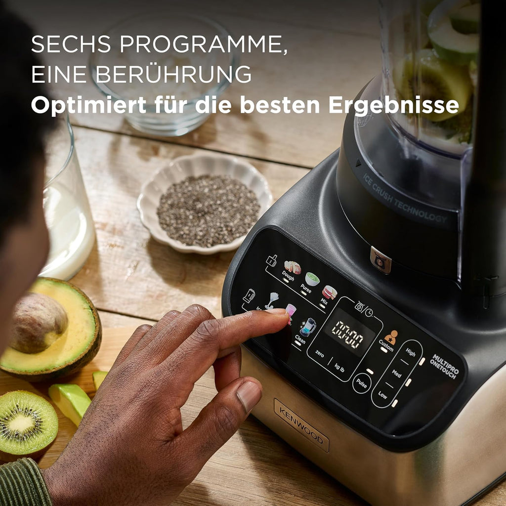 Kenwood MultiPro OneTouch FDM73.480SS – 2-in-1 Kompakt-Küchenmaschine & Mixer, 6 Zubehörteile, 6 Automatikprogramme, Variable Geschwindigkeit & Pulse-Funktion, Integrierte Waage, 1000 W, Silber