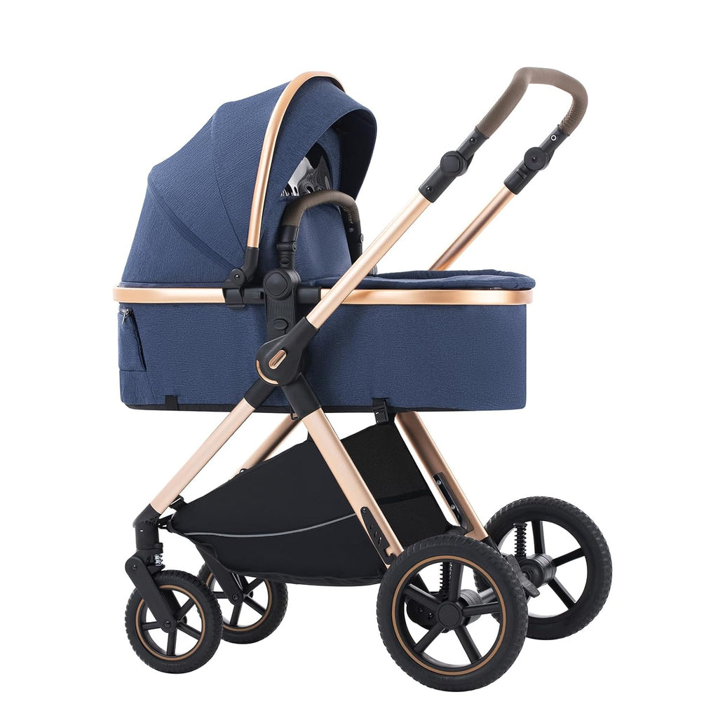 Shineey kinderwagen 3 in 1 Buggy Babybett Komplett Set Einem Klick Zusammenklappbarer Kinderwagen, 3 in 1 KombiKinderwagen Aluminiumrahmen für Neugeborene