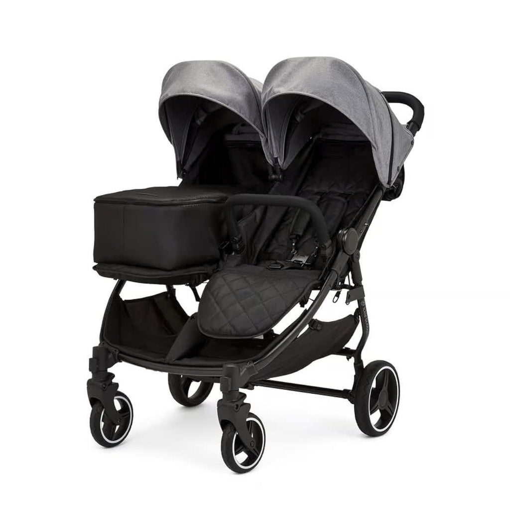 Ickle Bubba Venus Prime Passeggino Gemellare - Adatto dalla Nascita fino a 15 kg (circa 3 anni), Passeggino Gemellare Leggero Pieghevole con Coccole per Neonato, 2 Coprigambe e Parapioggia (Nero)