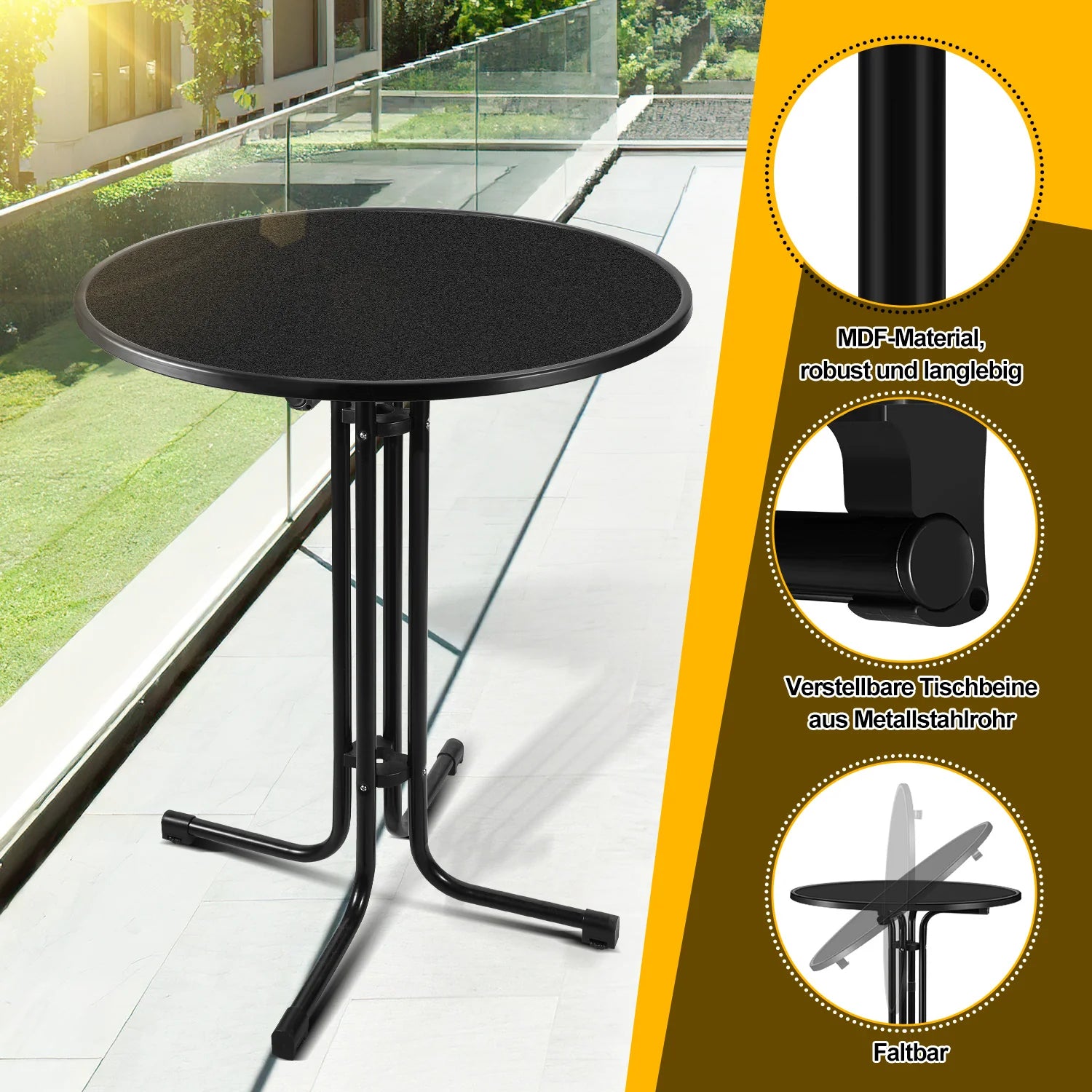 Sonnewelt Stehtisch klappbar 80cm mit Husse